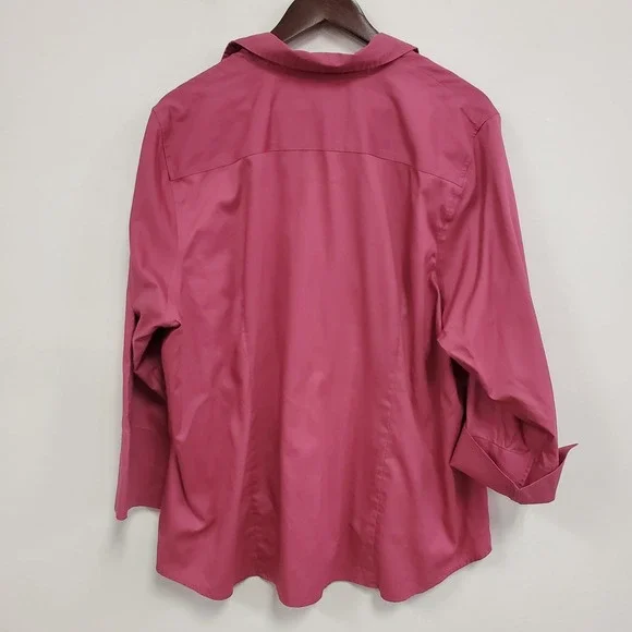 Lands End Womens Long Sleeve‎ No Iron Pinpoint Oxford Button Up Shirt Size 22W - Picture 4 of 14